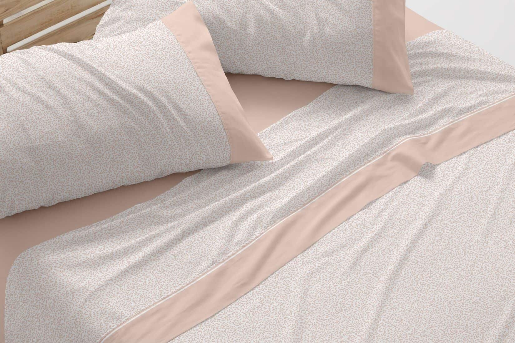 Sábana bajera Franela algodón 80 hilos beige cama 90 cm