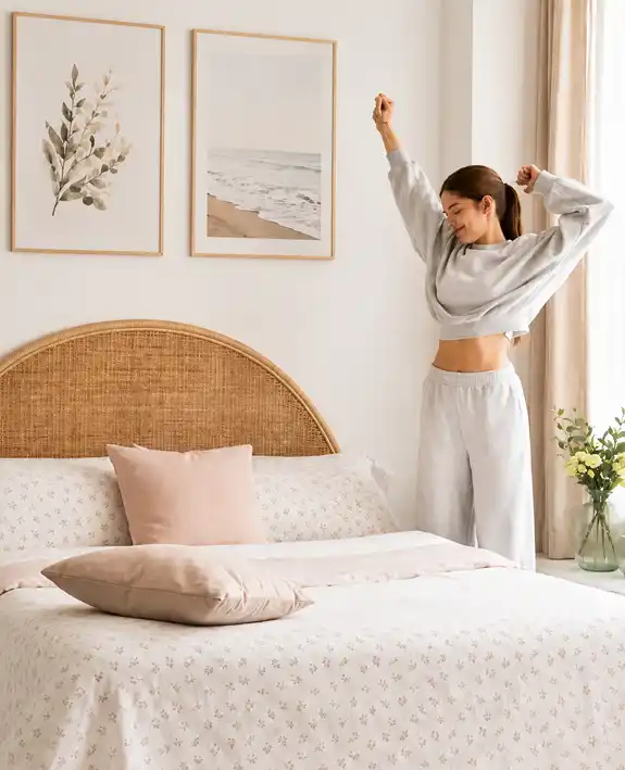 Ropa de cama juvenil en tonos claros